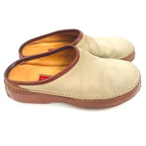 Cole Haan Womens Country Tan Suede Leather Slip-On Mule Clog Shoes Size 7 AA
